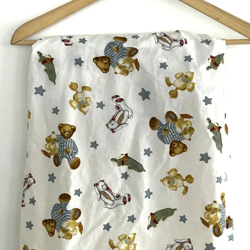 Blue Jean Teddy Bear Crib Sheet Fitted Spring Industries Duck Bunny Dog Cotton